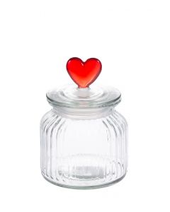 Lasipurkki 15cm pun. HEART