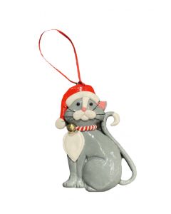 Kissa-tonttu ripustettava harmaa