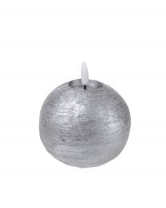 Pallokynttilä LED 10x12cm hopea