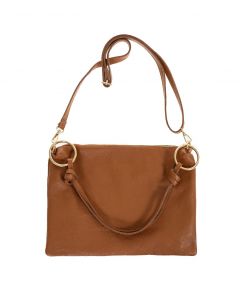Ruskea nahkalaukku 35x26cm