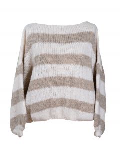 Neule raidallinen beige-valkoinen