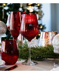 Viinilasi punainen uurrettu