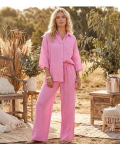 Pellavahousut vaaleanpunainen LINO